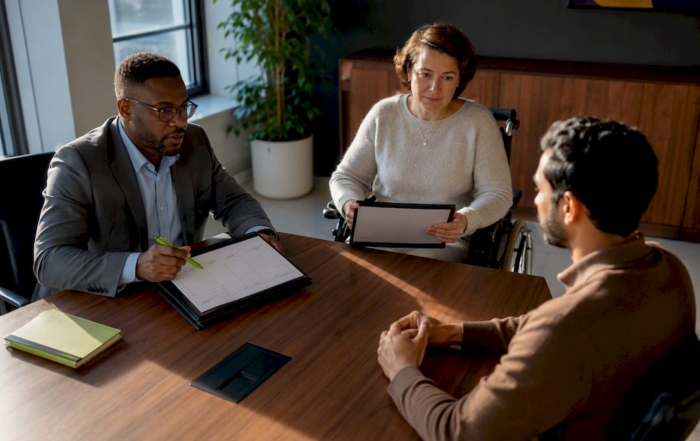 Inclusive interview team using structured hiring rubric